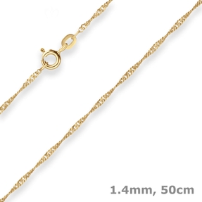 1,4mm Singapurkette Goldkette Collier Halskette aus 375 Gold Gelbgold 50cm