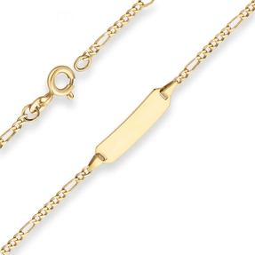 1,9mm Id-Armband Figarokette diamantiert Armschmuck aus 375 Gold Gelbgold 14cm