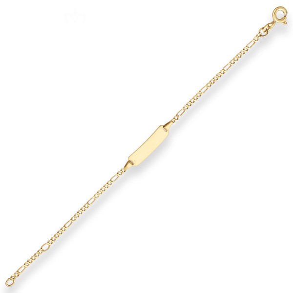 1.9mm Id-Armband Figarokette diamantiert aus 375 Gelbgold 14cm