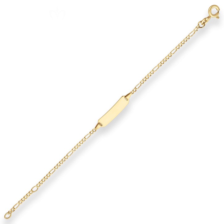 1.9mm Id-Armband Figarokette diamantiert aus 375 Gelbgold 18cm
