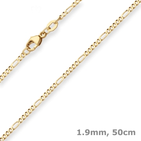 1,9mm Figarokette diamantiert Kette Collier Halskette aus 375 Gold Gelbgold 50cm 1,9mm Figarokette diamantiert Kette Collier Halskette aus 375 Gold Gelbgold 50cm