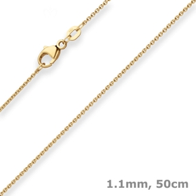 1,1mm Rund-Ankerkette Goldkette Collier Halskette aus 585 Gold Gelbgold 45-50cm