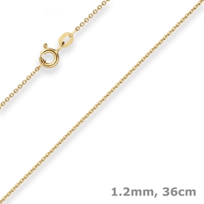 1,2mm Ankerkette flach Goldkette Collier Halskette aus 585 Gold Gelbgold 36cm