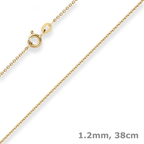 1,2mm Ankerkette flach Goldkette Collier Halskette aus 585 Gold Gelbgold 38cm