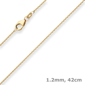 1,2mm Ankerkette flach Goldkette Collier Halskette aus 585 Gold Gelbgold 42cm