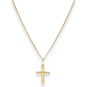 1mm Collier Panzerkette Goldkette mit Kreuz Halskette aus 585 Gold Gelbgold 45cm
