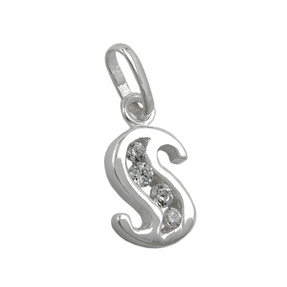Anhänger Buchstabe S mit Zirkonia aus echtem 925 Silber Damen Silberanhänger