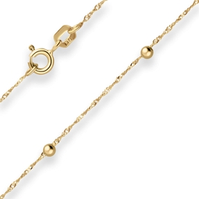 1mm Singapurkette Armband Kügelchen aus 585 Gold Gelbgold 19cm mit Zwischenöse