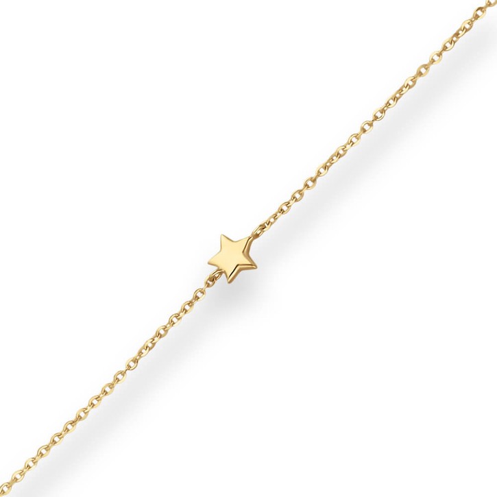 1.2mm Ankerkette diamantiert Fünf Sterne hohl aus 585 Gelbgold