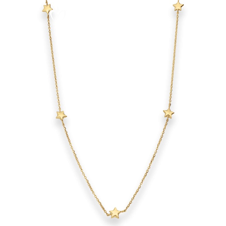 1.2mm Ankerkette diamantiert Fünf Sterne hohl aus 585 Gelbgold