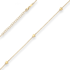 1,2mm Ankerkette diamantiert Collier Fünf Sterne hohl aus 585 Gelbgold 38cm