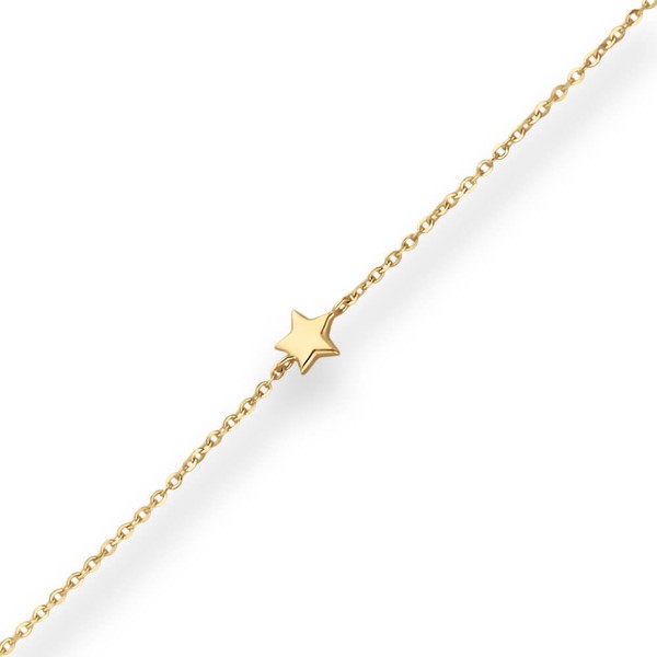 1.2mm Ankerkette diamantiert Fünf Sterne hohl aus 585 Gelbgold