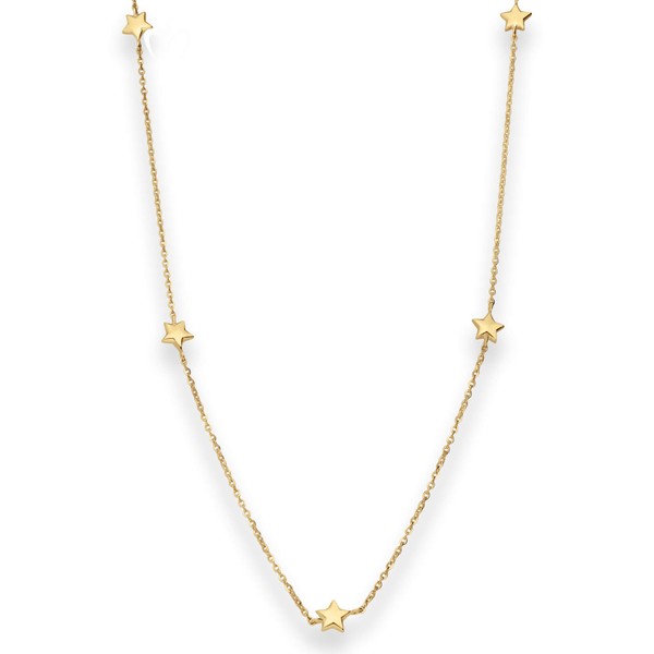 1.2mm Ankerkette diamantiert Fünf Sterne hohl aus 585 Gelbgold