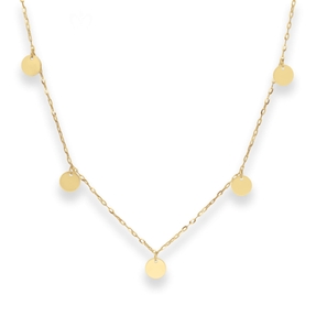 1,5mm Collier Ankerkette mit Gravurplatten rund flach 585 Gold Gelbgold 38-43cm