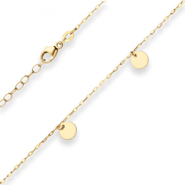 1.5mm Ankerkette mit runden Gravurplatten flach 585 Gelbgold 38cm