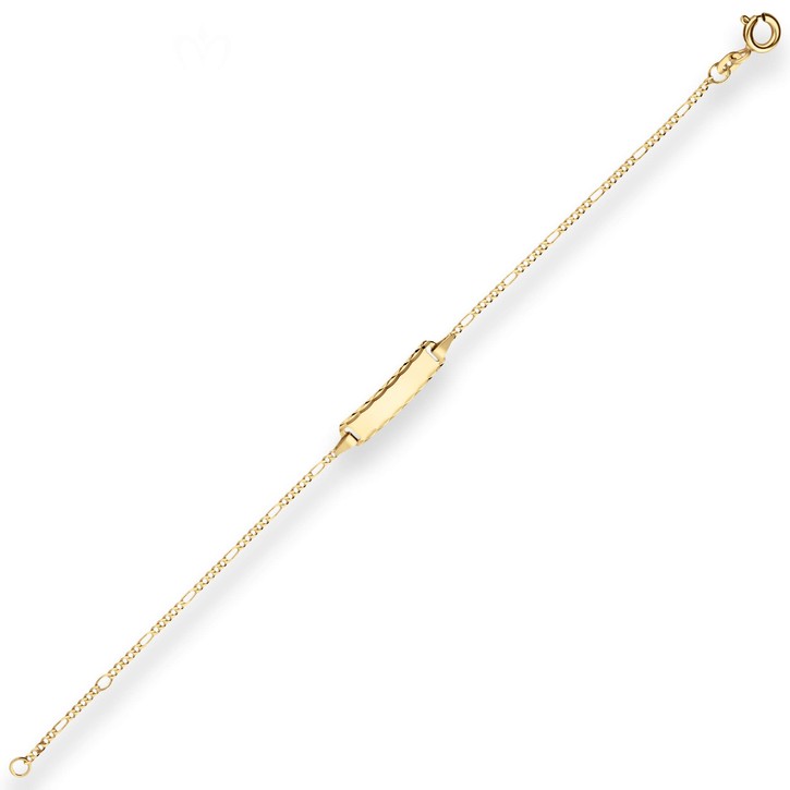1.5mm Id-Armband Figarokette diamantiert aus 585 Gelbgold 14cm