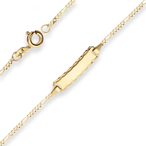 1,5mm Id-Armband Figarokette diamantiert Armschmuck aus 585 Gold Gelbgold 14cm
