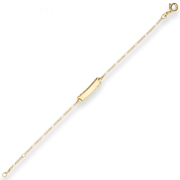 1.5mm Id-Armband Figarokette diamantiert aus 585 Gelbgold 14cm