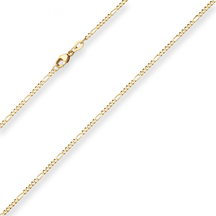 1.9mm Figarokette diamantiert aus 585 Gelbgold 50cm