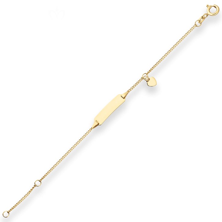 1.4mm Id-Armband Panzerkette mit Herz aus 585 Gelbgold 16cm