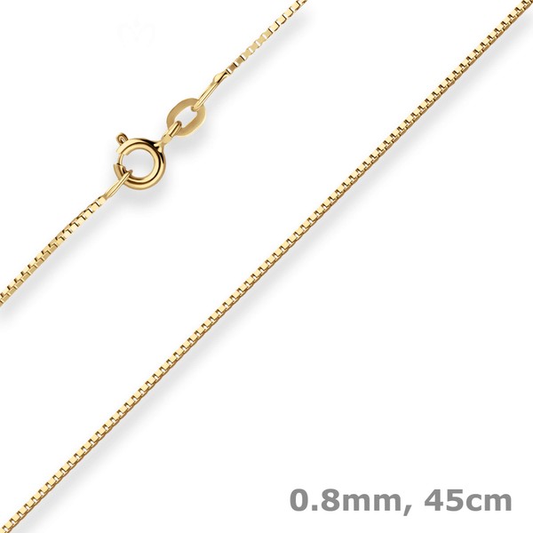 0.8mm Veneziakette aus 585 Gelbgold 45cm mit Zwischenöse