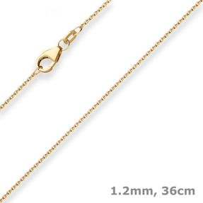 1,2mm Ankerkette flach Goldkette Collier Halskette aus 750 Gold Gelbgold 36cm