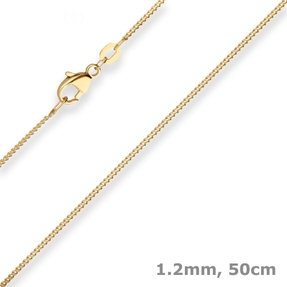 1,2mm Panzerkette Goldkette Collier Halskette aus 750 Gold Gelbgold 50cm