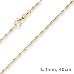 1,4mm Singapurkette Goldkette Collier Halskette aus 750 Gold Gelbgold 40cm