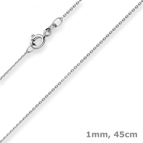 1mm Ankerkette diamantiert Kette Collier Halskette aus 585 Gold Weißgold 45cm