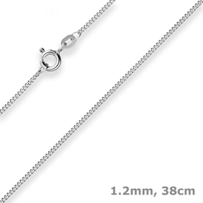 1,2mm Panzerkette Goldkette Collier Halskette aus 585 Gold Weißgold 38cm