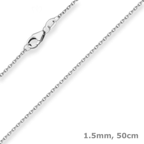 1,5mm Rund-Ankerkette Goldkette Collier Halskette aus 375 Gold Weißgold 50cm