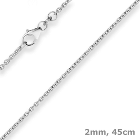2mm Rund-Ankerkette Goldkette Collier Halskette aus 333 Gold Weißgold 45cm