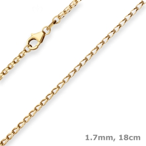1,7mm Armband Zopfkette Goldarmband Armschmuck aus 375 Gold Gelbgold 18cm