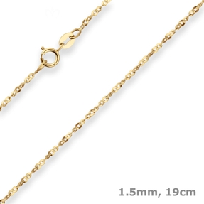 1,5mm Armband Fantasiekette Goldarmband Armschmuck aus 750 Gold Gelbgold 19cm