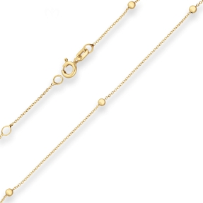 1mm Rund-Ankerkette Armband Kugel aus 585 Gold Gelbgold 19cm mit Zwischenöse