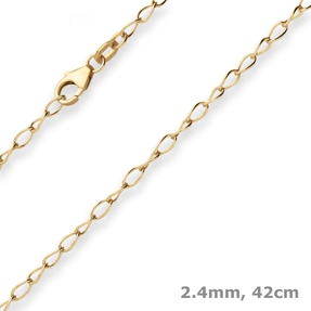 2,4mm Ankerkette weit Goldkette Collier Halskette aus 375 Gold Gelbgold 42cm