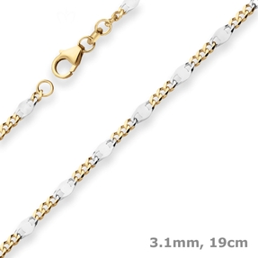 3,1mm Armband Panzerstegkette Goldarmband Armschmuck aus 333 Gold Gelbgold 19cm