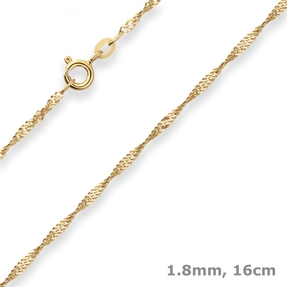 1,8mm Armband Singapurkette Goldarmband Armschmuck aus 585 Gold Gelbgold 16cm