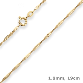 1,8mm Armband Singapurkette Goldarmband Armschmuck aus 585 Gold Gelbgold 19cm