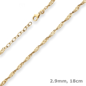 2,9mm Armband Singapurkette Goldarmband Armschmuck aus 585 Gold Gelbgold 18cm