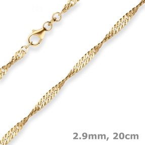 2,9mm Armband Singapurkette Goldarmband Armschmuck aus 585 Gold Gelbgold 20cm