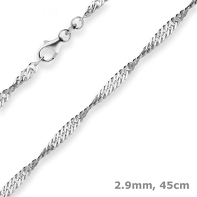 2,9mm Singapurkette Goldkette Collier Halskette aus 585 Gold Weißgold 45cm