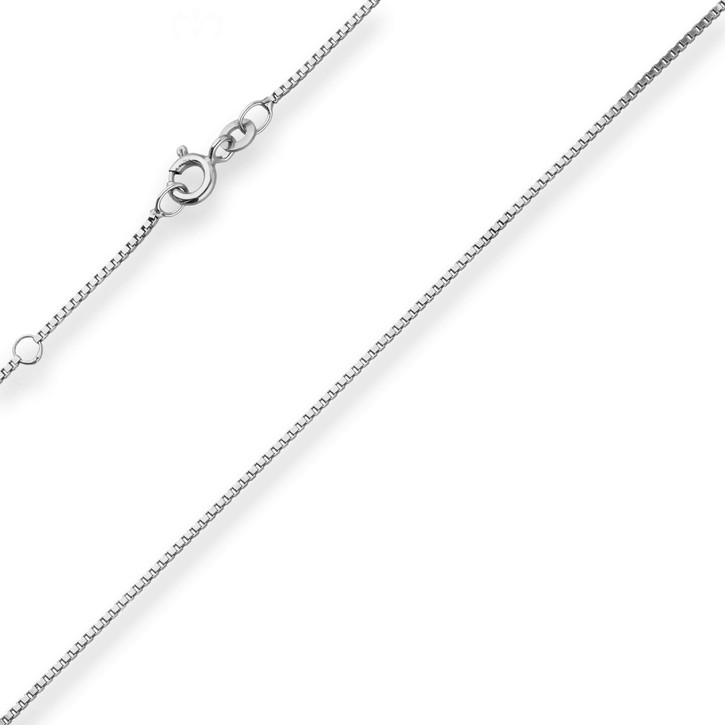 0.9mm Veneziakette aus 585 Weißgold 45cm mit Zwischenöse