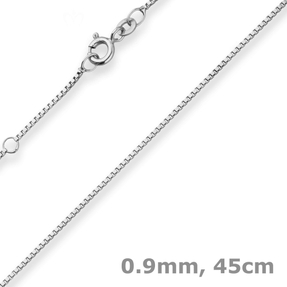 0,9mm Veneziakette Kette Collier aus 585 Gold Weißgold 45cm mit Zwischenöse