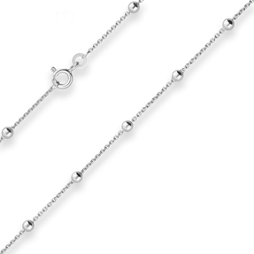 1,3mm Rund-Ankerkette Kette Collier Kügelchen Halskette aus 925 Silber 60cm