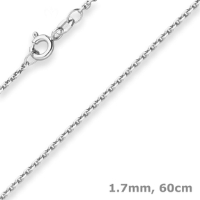 1,7mm Ankerkette diamantiert Silberkette Collier Halskette aus 925 Silber 60cm