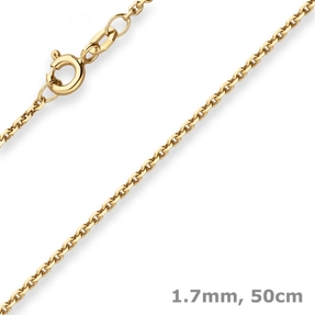 1,7mm Ankerkette diamantiert Kette Collier Halskette aus 333 Gold Gelbgold 50cm