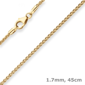 1,7mm Zopfkette Goldkette Collier Halskette aus 333 Gold Gelbgold 45cm