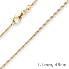 1,1mm Zopfkette Goldkette Collier Halskette aus 333 Gold Gelbgold 45cm