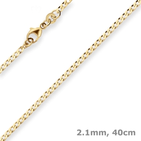 2,1mm Panzerkette weit Goldkette Collier Halskette aus 333 Gold Gelbgold 40cm